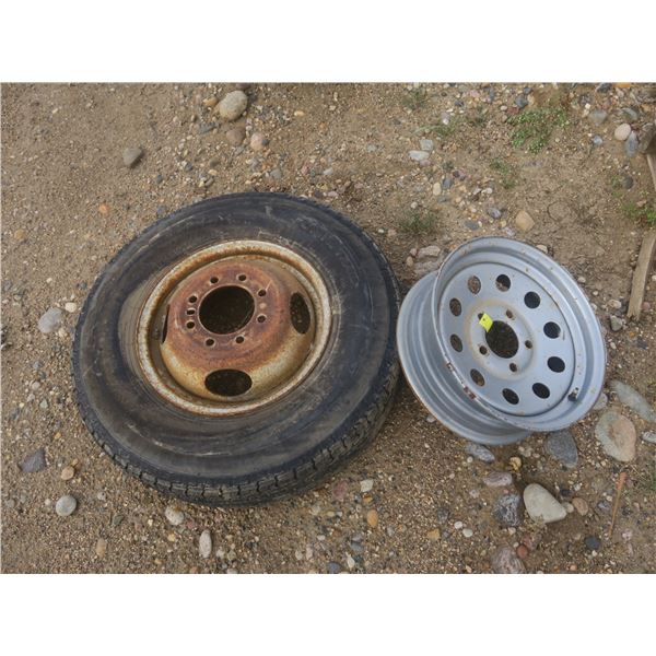 one rim and two rims with tires