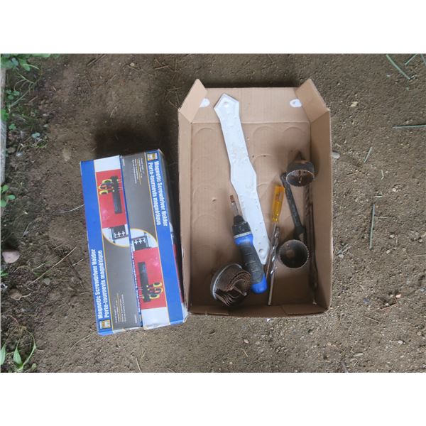 two screw driver holders, assorted tools