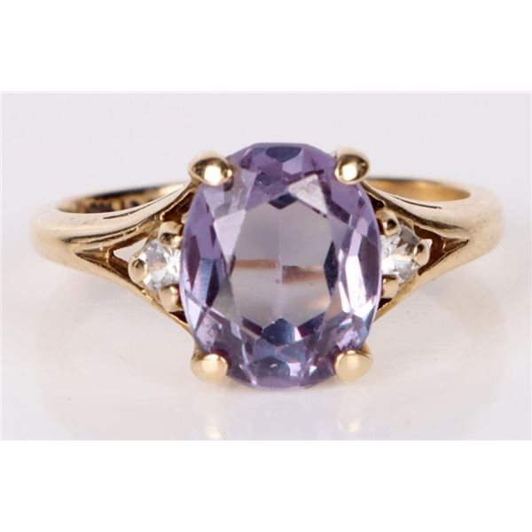 10K YELLOW GOLD BICOLOR SAPPHIRE QUARTZ RING