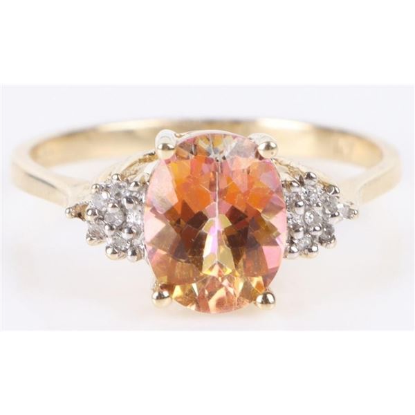 10K YELLOW GOLD BICOLOR SPINEL DIAMOND LADIES RING