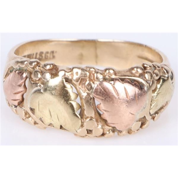 10K YELLOW GOLD RING WITH ROSE GOLD ACCENT