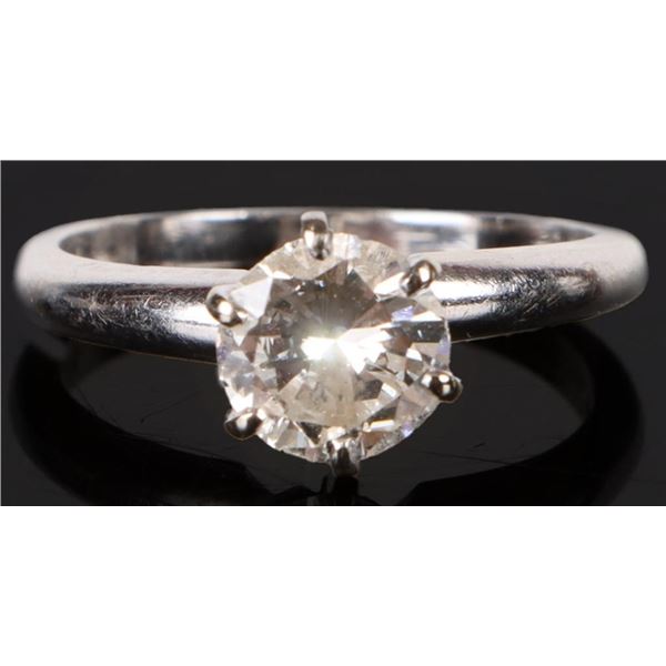 14K WHITE GOLD 0.97CT ROUND DIAMOND LADIES RING