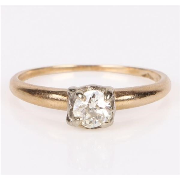 14K YELLOW GOLD 0.33CT ROUND DIAMOND LADIES RING