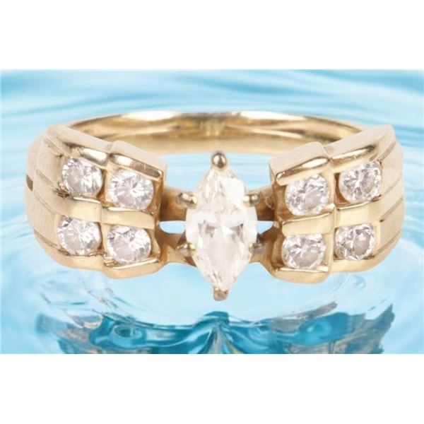 14K YELLOW GOLD DIAMOND LADIES RING