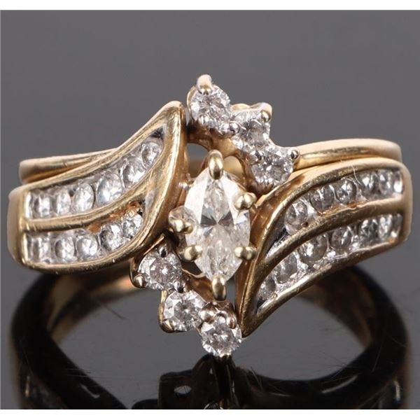 14K YELLOW GOLD DIAMOND LADIES RINGS - (2)