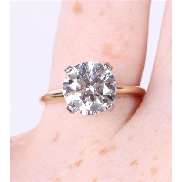 3.12CT ROUND CUT VS2 DIAMOND 14K YELLOW GOLD RING