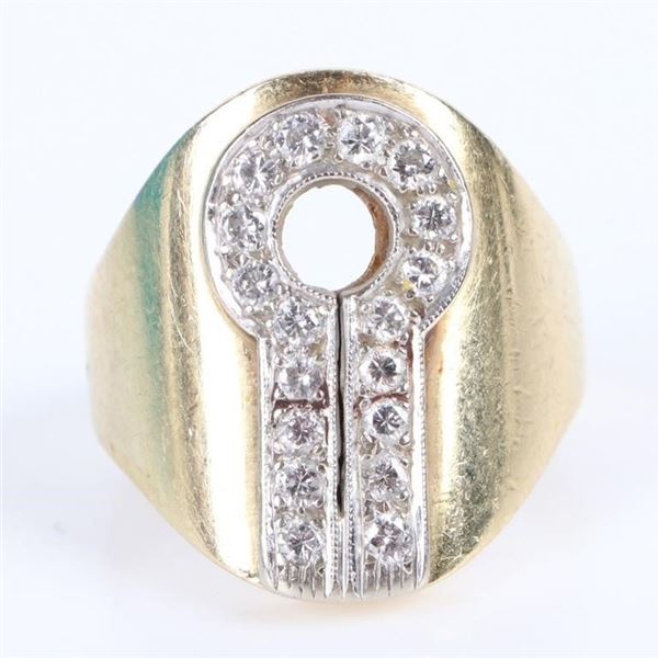 14K YELLOW GOLD AND DIAMOND MENS RING