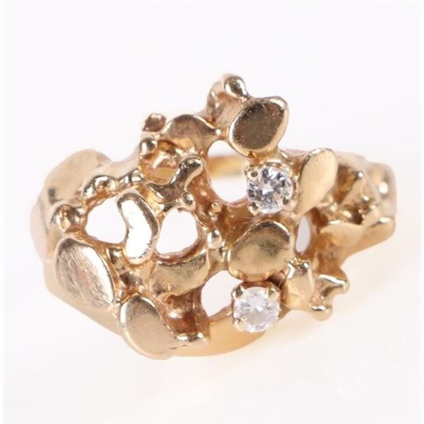 14K YELLOW GOLD NUGGET DIAMOND UNISEX RING