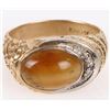 Image 1 : 14K YELLOW GOLD LADIES TIGERS EYE & DIAMOND RING