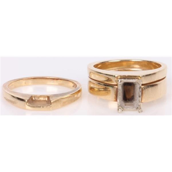 14KT YELLOW GOLD WEDDING RING AND BANDS SETTING