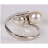 Image 2 : 18K WHITE GOLD DIAMOND PEARL LADIES RING
