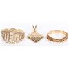 Image 1 : 14K GOLD RICCIO MESH RINGS AND PENDANT - LOT OF 3