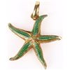 Image 1 : 18K YELLOW GOLD GREEN ENAMELED STARFISH PENDANT