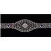 Image 4 : 14K WHITE GOLD DIAMOND SAPPHIRE FILIGREE BRACELET