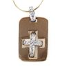 Image 1 : .2 CTW DIAMOND 14K GOLD CROSS PLATE NECKLACE