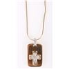 Image 2 : .2 CTW DIAMOND 14K GOLD CROSS PLATE NECKLACE