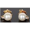 Image 1 : 18K YELLOW GOLD PEARL DIAMOND LADIES EARRINGS