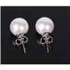 Image 3 : 18K WHITE GOLD PEARL LADIES EARRINGS
