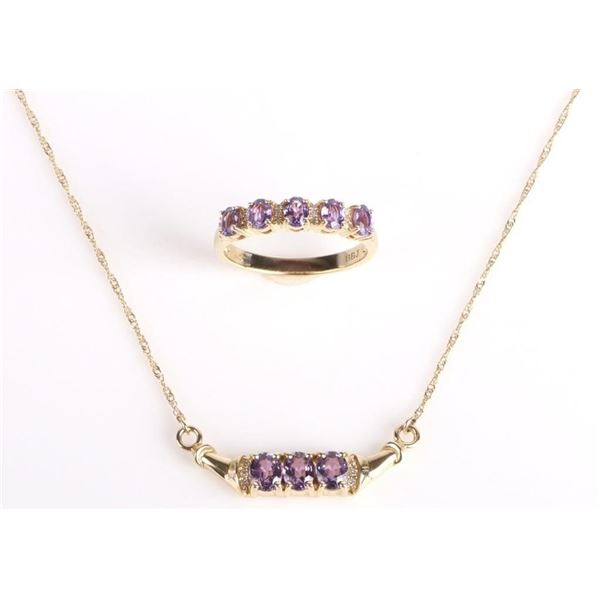 PURPLE SAPPHIRE DIAMOND 10K YELLOW GOLD SET