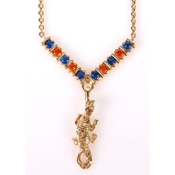 UF GATORS 14K GOLD  LADIES NECKLACE W/ SAPPHIRES
