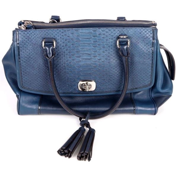 COACH RIBBED NAVY BLUE LARGE HANDBAG