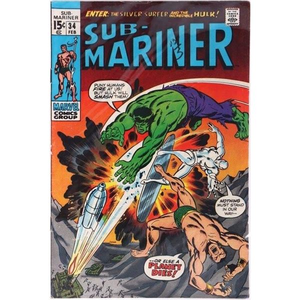 SUB-MARINER #34 HULK & NAMOR S.S.1971 MARVEL