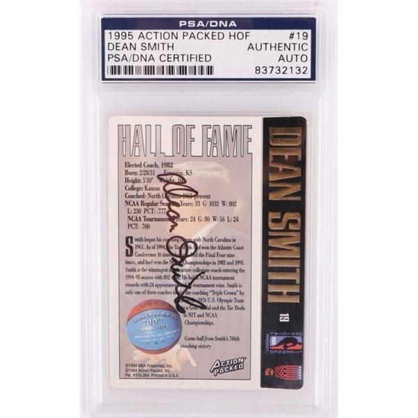 1995 ACTION PACKED HOF DEAN SMITH PSA CARD
