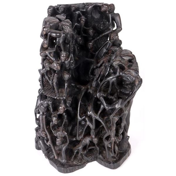 SMALL UJAAMA  AFRICAN FAMILY TREE WOOD CARVING