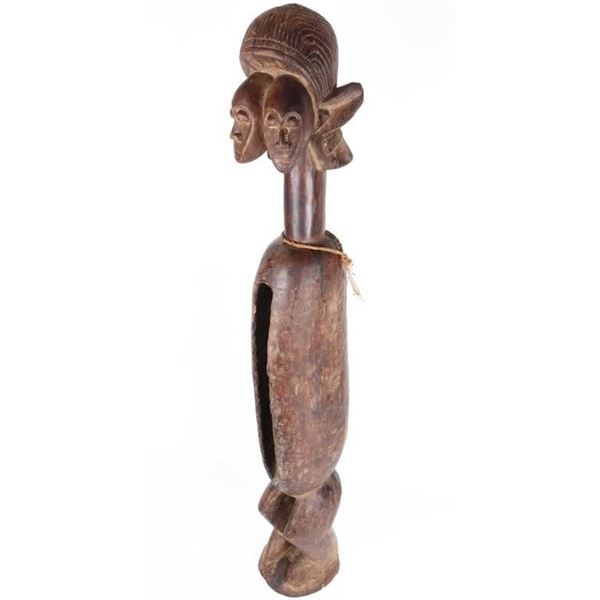 LARGE ANTIQUE HAND CARVED AFRICAN SLITDRUM STATUE