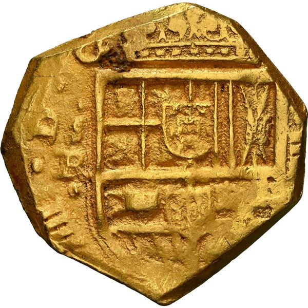 SPAIN, Seville, gold cob 4 escudos, Philip IV, assayer R, NGC AU details / cleaned.