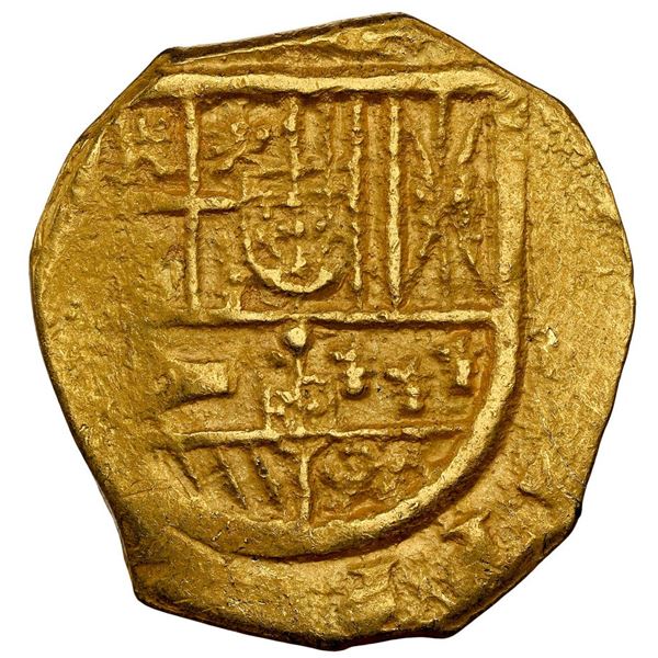 SPAIN, Seville, gold cob 4 escudos, Philip IV, assayer not visible, style of assayer R (1640s), NGC 
