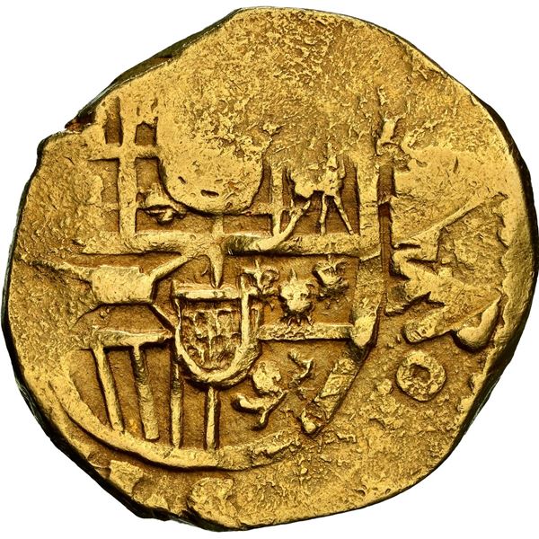 SPAIN, Seville, gold cob 8 escudos, Charles II, assayer not visible, NGC AU 58.