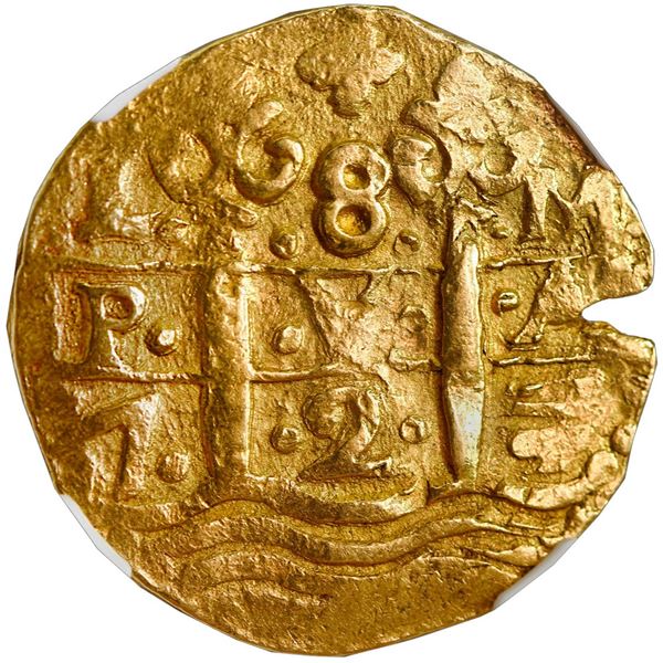 PERU, Lima, gold cob 8 escudos, 1724 M, NGC XF 45.