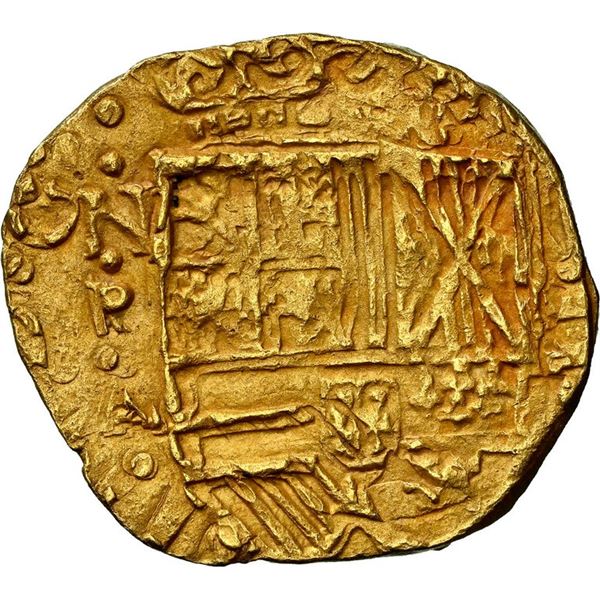 COLOMBIA, Bogotá, gold cob 2 escudos, Philip IV, assayer A below mintmark NR to left, dots in ringle