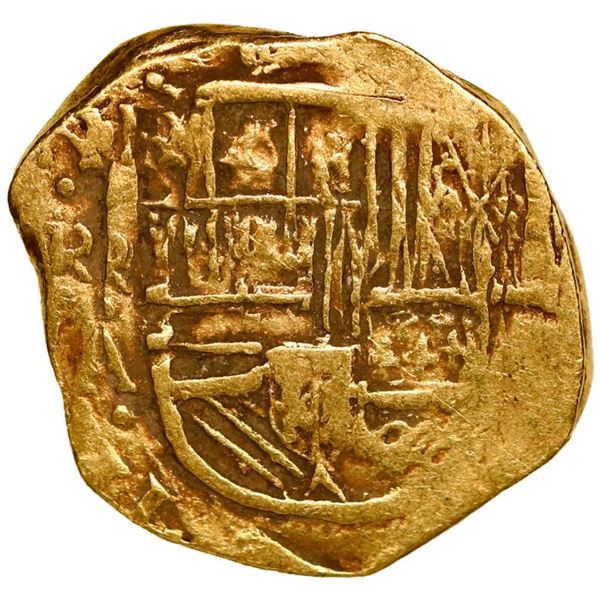COLOMBIA, Bogotá, gold cob 2 escudos, Philip IV, assayer A below mintmark NR to left, style of ca. 1