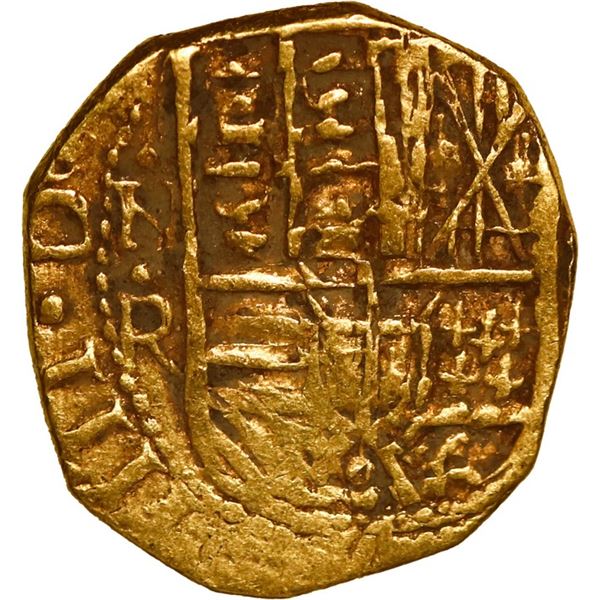 COLOMBIA, Bogotá, gold cob 2 escudos, 1645, assayer not visible (R) to right, mintmark NR to left, r