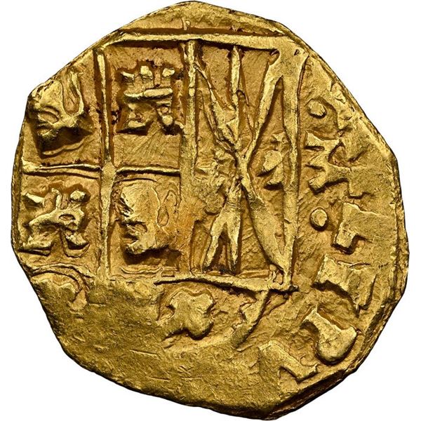 COLOMBIA, Bogotá, gold cob 2 escudos, Philip V, assayer M to right, mintmark F to left (1730s), NGC