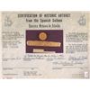 Image 2 : Gold "finger bar" ingot 548, 455 grams, tested at 21½K fine gold, marked with three partial tax stam