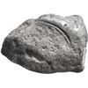 Image 1 : Small silver "plata corriente" piece cut from a "splash" ingot with partial tax stamp, 28.58 grams, 