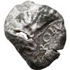 Image 1 : Small silver "plata corriente" piece cut from a "splash" ingot, marked with Charles I tax stamp, 12.