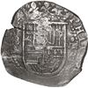 Image 1 : SPAIN, Seville, cob 8 reales, Philip II, assayer Gothic D at 4 o'clock outside tressure on reverse.