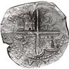 Image 2 : SPAIN, Seville, cob 8 reales, Philip II, assayer Gothic D at 4 o'clock outside tressure on reverse.