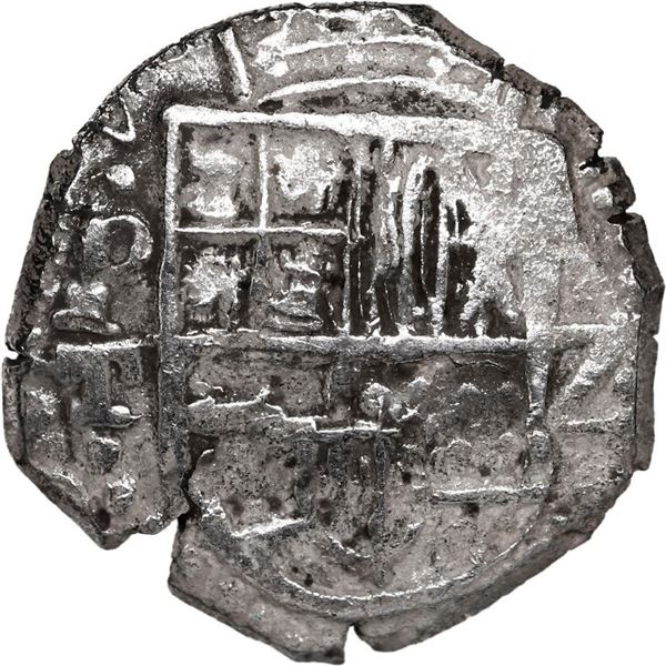 BOLIVIA, Potosí, cob 2 reales, Philip III, assayer T, quadrants of cross transposed, no Grade on cer