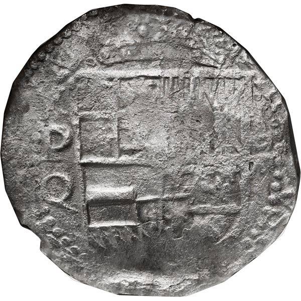 BOLIVIA, Potosí, cob 8 reales, Philip III, assayer Q, Grade 2, NGC / shipwreck effect (São José Ship