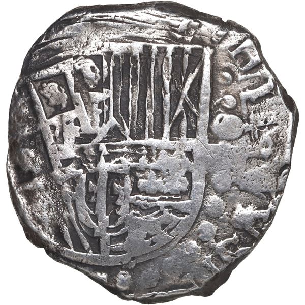 BOLIVIA, Potosí, cob 4 reales, Philip IV, assayer not visible (1620s), quadrants of cross transposed