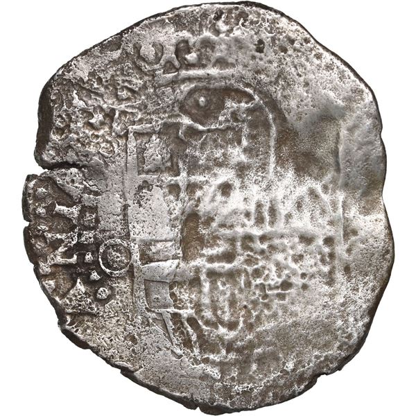 BOLIVIA, Potosí, cob 8 reales, 1650 (Spanish 5) O, with crowned-•F• countermark on