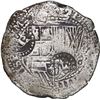 Image 1 : BOLIVIA, Potosí, cob 8 reales, (1650-51) O, with two different crown-alone countermarks on shield (v