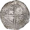 Image 2 : BOLIVIA, Potosí, cob 8 reales, (1650-51) O, with two different crown-alone countermarks on shield (v