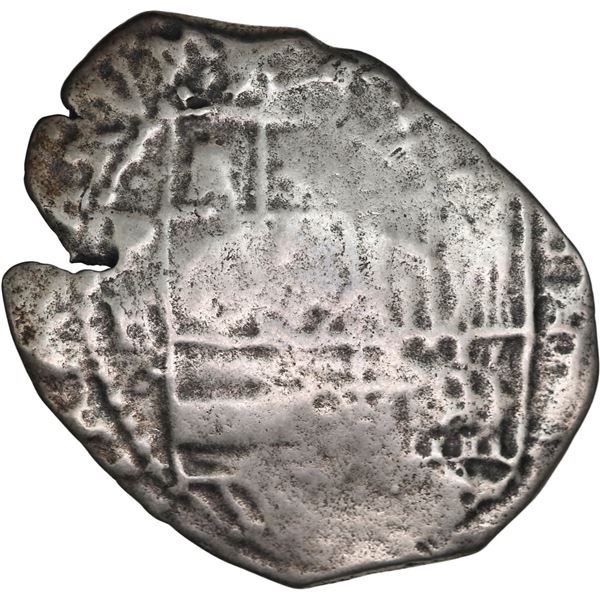 BOLIVIA, Potosí, cob 8 reales, 1651 E, with crowned-O and crowned-P countermarks on cross (very rare