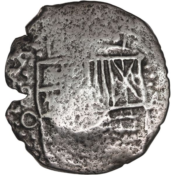 BOLIVIA, Potosí, cob 4 reales, (1650) O, with crowned-script-P countermark (very rare) on cross, ex-